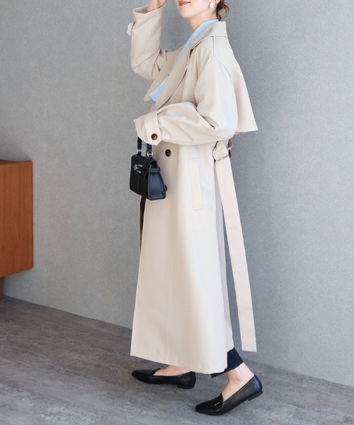 reca(レカ)の「ツイルトレンチコート(トレンチコート・レディース・ライトベージュ/ベージュ/ネイビー・FREE)」の13枚目の写真