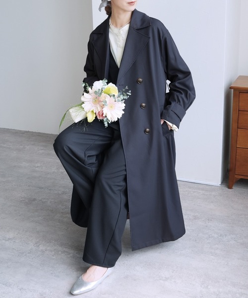 reca(レカ)の「ツイルトレンチコート(トレンチコート・レディース・ライトベージュ/ベージュ/ネイビー・FREE)」の14枚目の写真