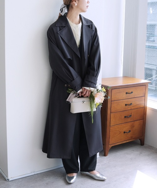 reca(レカ)の「ツイルトレンチコート(トレンチコート・レディース・ライトベージュ/ベージュ/ネイビー・FREE)」の18枚目の写真