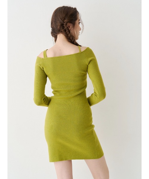 EVRIS（エヴリス）の「カットアウトニットミニワンピース（ワンピース・レディース・ブルー/グレー/イエロー/ブラック・FREE）」の5枚目の写真