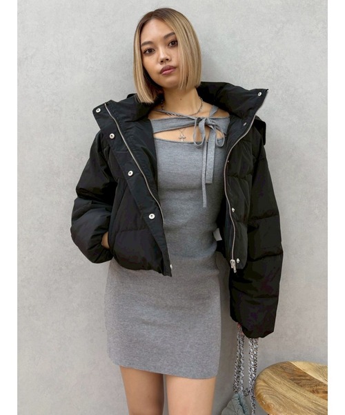 EVRIS（エヴリス）の「カットアウトニットミニワンピース（ワンピース・レディース・ブルー/グレー/イエロー/ブラック・FREE）」の14枚目の写真