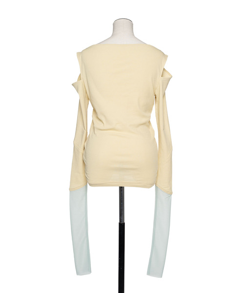muller of yoshiokubo(ミュラーオブヨシオクボ)の「muller of yoshiokubo ミュラーオブヨシオクボ / DIAGONAL LONG SLEEVE TOP ダイアゴナルロングスリーブトップス / MLS26103(Tシャツ/カットソー・レディース・グレー/グリーン/ホワイト/イエロー・38/36)」の8枚目の写真