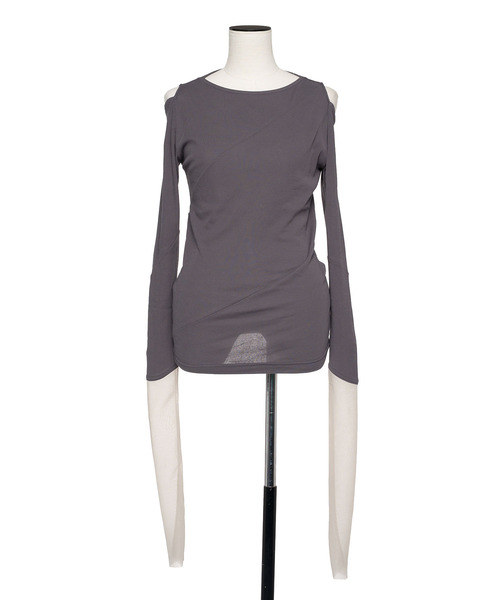 muller of yoshiokubo(ミュラーオブヨシオクボ)の「muller of yoshiokubo ミュラーオブヨシオクボ / DIAGONAL LONG SLEEVE TOP ダイアゴナルロングスリーブトップス / MLS26103(Tシャツ/カットソー・レディース・グレー/グリーン/ホワイト/イエロー・38/36)」の6枚目の写真