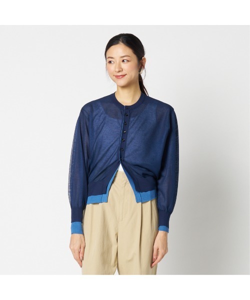 HELIOPOLE（エリオポール）の「LAYERED KNIT REVERSIBLE GARDIGAN（ニット/セーター・レディース・ライトグレー/イエロー/ネイビー・38）」の2枚目の写真