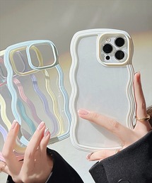 THE MILES（ザ マイルズ）の「"01"≪iPhone17/iPhone17Pro/iPhone Air 対応≫くねくね ニュアンスカーブ パステルカラーフレーム クリア iPhoneケース（スマホケース/カバー）」