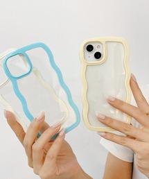 THE MILES（ザ マイルズ）の「"01"≪iPhone17/iPhone17Pro/iPhone Air 対応≫くねくね ニュアンスカーブ パステルカラーフレーム クリア iPhoneケース（スマホケース/カバー）」