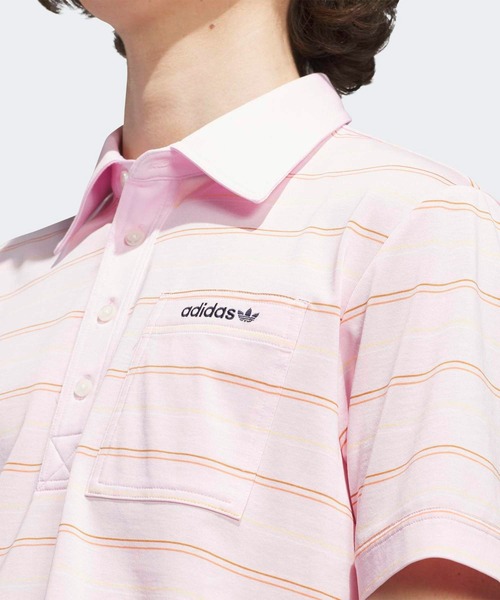 adidas ゴルフ ピンク ストライプ ポロシャツ M オリジナルス アーカイブ ストライプ ポロ【adidas Golf/アディダス