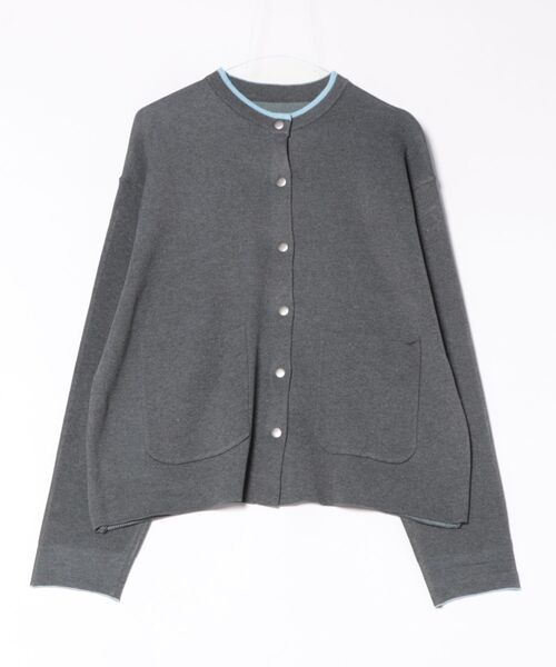 STYLEBLOCK(スタイルブロック)の「バイカラーニットカーディガン(カーディガン/ボレロ・レディース・グレー/チャコールグレー/アイボリー・M)」の2枚目の写真