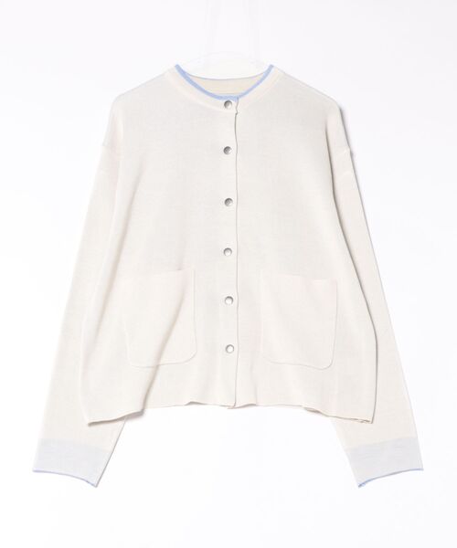 STYLEBLOCK(スタイルブロック)の「バイカラーニットカーディガン(カーディガン/ボレロ・レディース・グレー/チャコールグレー/アイボリー・M)」の1枚目の写真