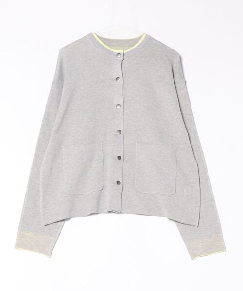 STYLEBLOCK(スタイルブロック)の「バイカラーニットカーディガン(カーディガン/ボレロ・レディース・グレー/チャコールグレー/アイボリー・M)」の5枚目の写真