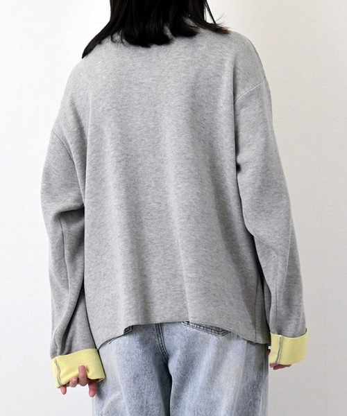 STYLEBLOCK(スタイルブロック)の「バイカラーニットカーディガン(カーディガン/ボレロ・レディース・グレー/チャコールグレー/アイボリー・M)」の6枚目の写真