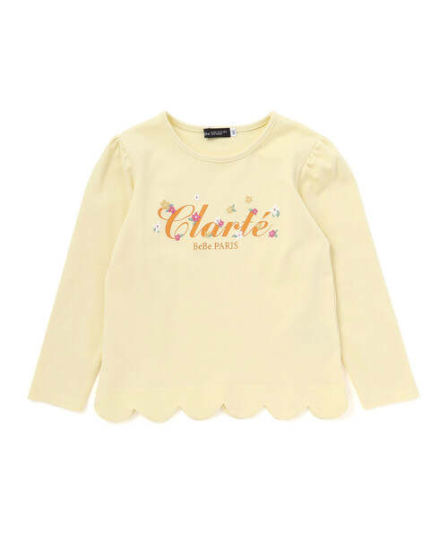BeBe(ベベ)の「フラワーロゴ刺しゅうスカラップスムース長袖Tシャツ(Tシャツ/カットソー・キッズ・ホワイト/イエロー・120cm/130cm/150cm/140cm)」の4枚目の写真