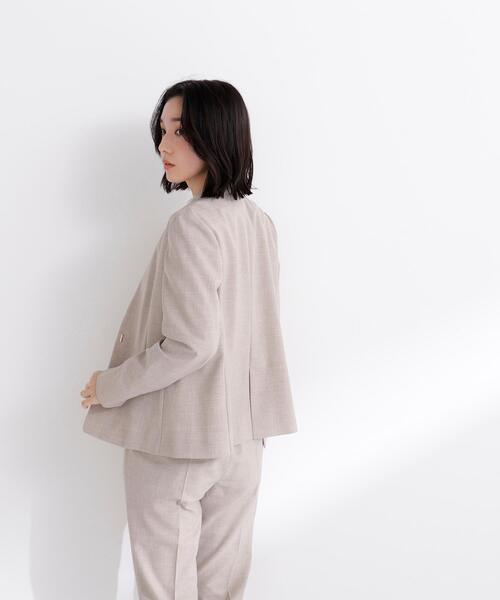 NATURAL BEAUTY BASIC(ナチュラルビューティーベーシック)の「◇リネンライク SETUP ノーカラージャケット(ノーカラージャケット・レディース・ブラウン/ベージュ・SMALL/MEDIUM/LARGE)」の8枚目の写真