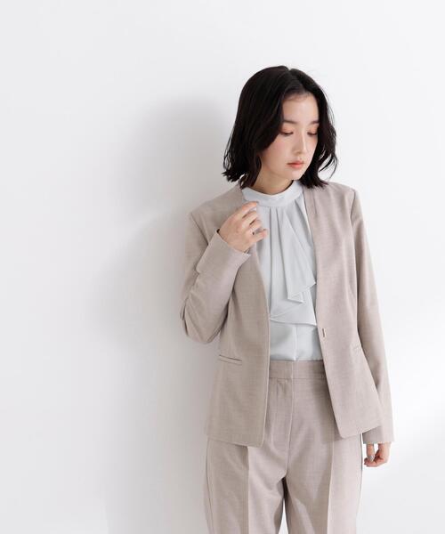 NATURAL BEAUTY BASIC(ナチュラルビューティーベーシック)の「◇リネンライク SETUP ノーカラージャケット(ノーカラージャケット・レディース・ブラウン/ベージュ・SMALL/MEDIUM/LARGE)」の10枚目の写真
