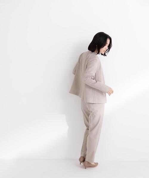 NATURAL BEAUTY BASIC(ナチュラルビューティーベーシック)の「◇リネンライク SETUP ノーカラージャケット(ノーカラージャケット・レディース・ブラウン/ベージュ・SMALL/MEDIUM/LARGE)」の14枚目の写真