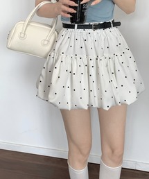 Sibra（シブラ）の「【ベルト付き】ドット柄ティアードバルーンミニスカート（スカート）」