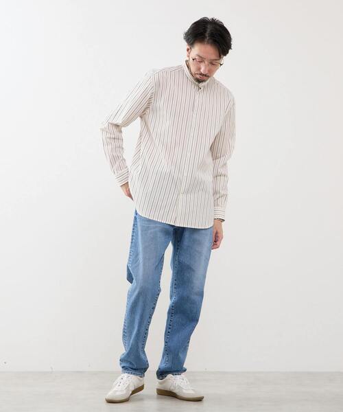 MEN'S MELROSE（メンズメルローズ）の「スタンダードバンドカラーシャツ（シャツ/ブラウス・メンズ・ブルー/ホワイト/グリーン/ストライプ/チェック・3/4/2）」の11枚目の写真
