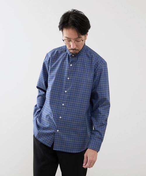 MEN'S MELROSE（メンズメルローズ）の「スタンダードバンドカラーシャツ（シャツ/ブラウス・メンズ・ブルー/ホワイト/グリーン/ストライプ/チェック・3/4/2）」の14枚目の写真