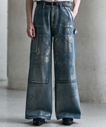 CLEL（クレイル）の「【CLEL】Foil Print Double Knee Denim Pants / 箔プリント ダブルニーデニムパンツ（デニムパンツ）」