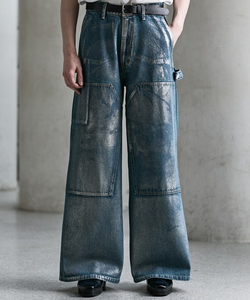 CLEL】Foil Print Double Knee Denim Pants / 箔プリント ダブルニー