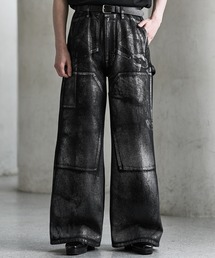 CLEL（クレイル）の「【CLEL】Foil Print Double Knee Denim Pants / 箔プリント ダブルニーデニムパンツ（デニムパンツ）」