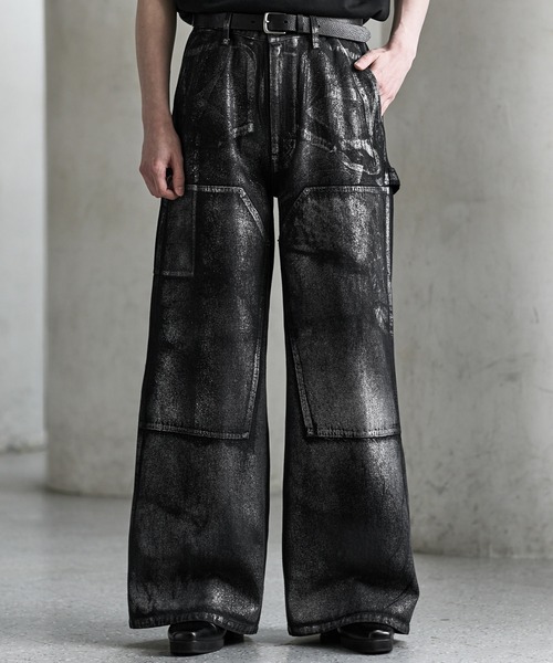 CLEL(�N���C��)�́yCLEL�zFoil Print Double Knee Denim Pants / ���v�����g �_�u���j�[�f�j���p���c(�f�j���p���c)