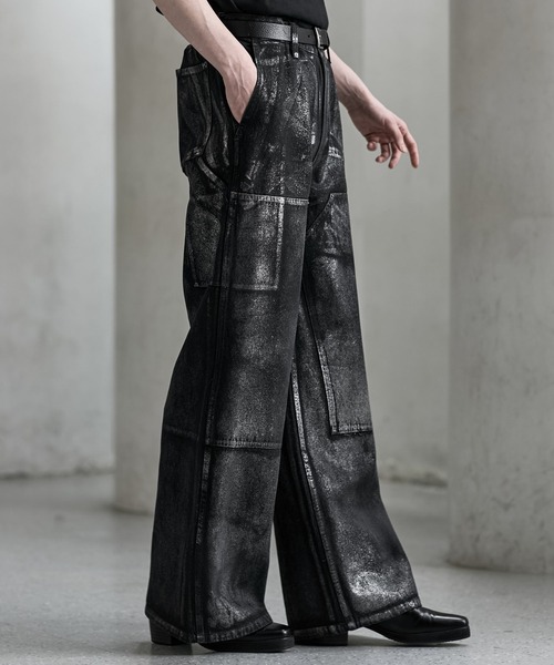 着数限定即完商品　箔プリント ダブルニーデニムパンツ　サイズM CLEL（クレイル）の「【CLEL】Foil Print Double Knee Denim Pants