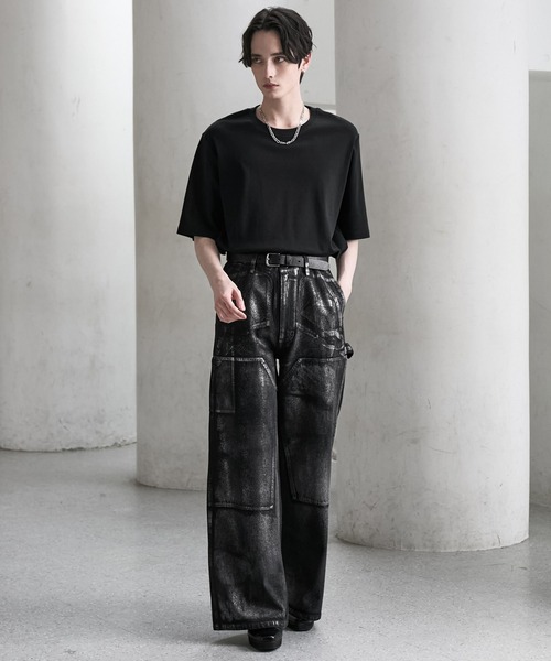 CLEL（クレイル）の「【CLEL】Foil Print Double Knee Denim Pants