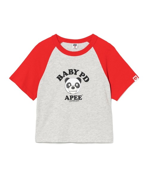 A BATHING APE(アベイシングエイプ)の「MILO PD PRINTED RAGLAN CROP TEE(Tシャツ/カットソー・レディース・ブラック/レッド・SMALL/X-SMALL)」の2枚目の写真