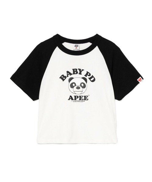 A BATHING APE(アベイシングエイプ)の「MILO PD PRINTED RAGLAN CROP TEE(Tシャツ/カットソー・レディース・ブラック/レッド・SMALL/X-SMALL)」の1枚目の写真