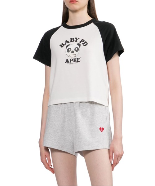 A BATHING APE(アベイシングエイプ)の「MILO PD PRINTED RAGLAN CROP TEE(Tシャツ/カットソー・レディース・ブラック/レッド・SMALL/X-SMALL)」の5枚目の写真