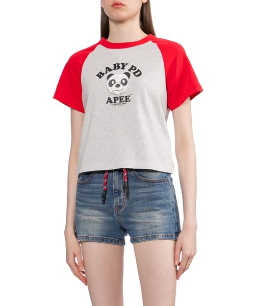 A BATHING APE(アベイシングエイプ)の「MILO PD PRINTED RAGLAN CROP TEE(Tシャツ/カットソー・レディース・ブラック/レッド・SMALL/X-SMALL)」の6枚目の写真