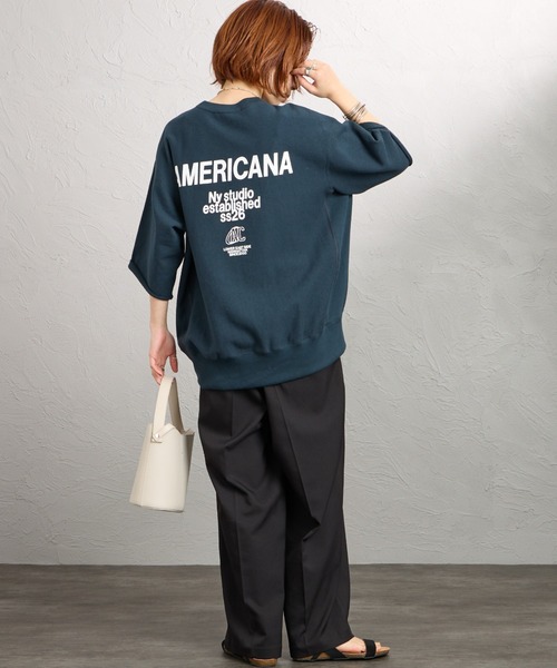 AMERICANA（アメリカーナ）の「[Americana/アメリカーナ] カットオフ リバースウィーブ バックプリント スウェット（スウェット・レディース・オートミール/ダークグレー/グレー・ONE SIZE）」の4枚目の写真