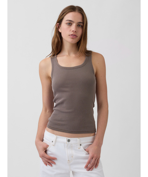 GAP（ギャップ）の「リブ スクープネック タンクトップ（タンクトップ・レディース・グリーン/ブラウン/ピンク/ホワイト/イエロー/ブルー・XXS/XL/L/M/S/XS）」の2枚目の写真