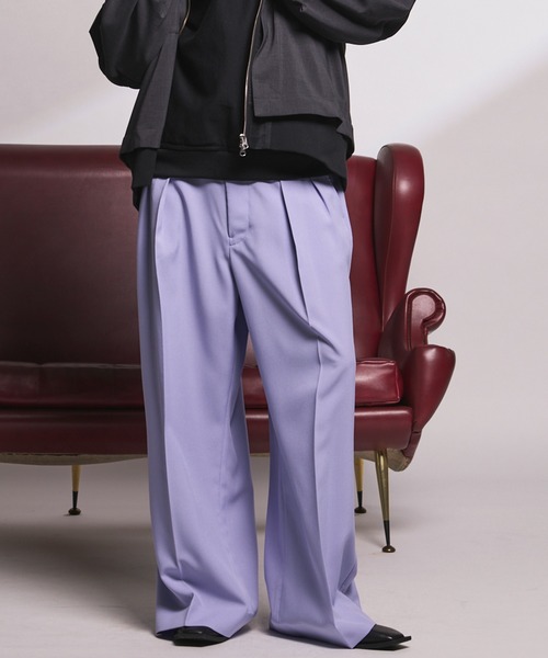 MAISON SPECIAL（メゾンスペシャル）の「《UNISEX》Toro-washer Prime-Wide Two-tuck Slacks/トロワッシャープライムワイドツータックスラックス【MAISON SPECIAL/メゾンスペシャル】（スラックス・メンズ・ブラウン/チャコールグレー/オフホワイト/ブラック/ライトグレー/ラベンダー/パープル・2/1/0）」の6枚目の写真