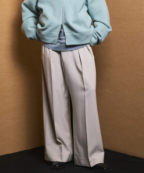 MAISON SPECIAL（メゾンスペシャル）の「《UNISEX》Toro-washer Prime-Wide Two-tuck Slacks/トロワッシャープライムワイドツータックスラックス【MAISON SPECIAL/メゾンスペシャル】（スラックス・メンズ・ブラウン/チャコールグレー/オフホワイト/ブラック/ライトグレー/ラベンダー/パープル・2/1/0）」の2枚目の写真