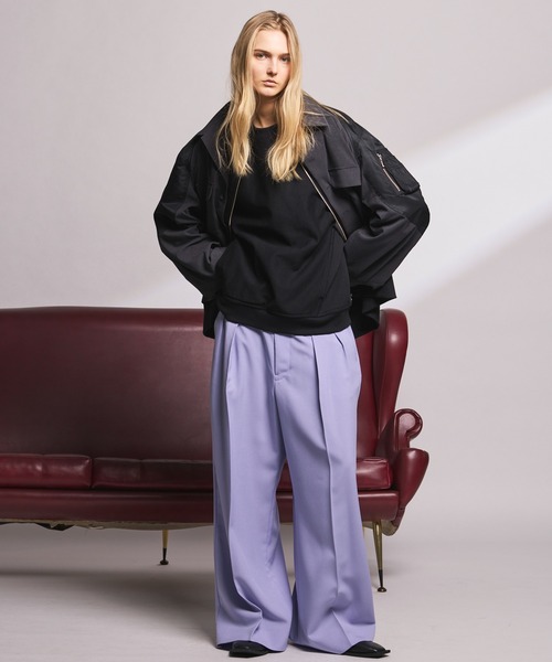 MAISON SPECIAL（メゾンスペシャル）の「《UNISEX》Toro-washer Prime-Wide Two-tuck Slacks/トロワッシャープライムワイドツータックスラックス【MAISON SPECIAL/メゾンスペシャル】（スラックス・メンズ・ブラウン/チャコールグレー/オフホワイト/ブラック/ライトグレー/ラベンダー/パープル・2/1/0）」の19枚目の写真