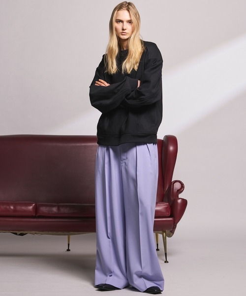 MAISON SPECIAL（メゾンスペシャル）の「《UNISEX》Toro-washer Prime-Wide Two-tuck Slacks/トロワッシャープライムワイドツータックスラックス【MAISON SPECIAL/メゾンスペシャル】（スラックス・メンズ・ブラウン/チャコールグレー/オフホワイト/ブラック/ライトグレー/ラベンダー/パープル・2/1/0）」の18枚目の写真