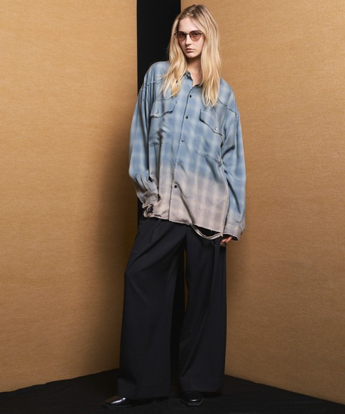 MAISON SPECIAL（メゾンスペシャル）の「《UNISEX》Toro-washer Prime-Wide Two-tuck Slacks/トロワッシャープライムワイドツータックスラックス【MAISON SPECIAL/メゾンスペシャル】（スラックス・メンズ・ブラウン/チャコールグレー/オフホワイト/ブラック/ライトグレー/ラベンダー/パープル・2/1/0）」の12枚目の写真