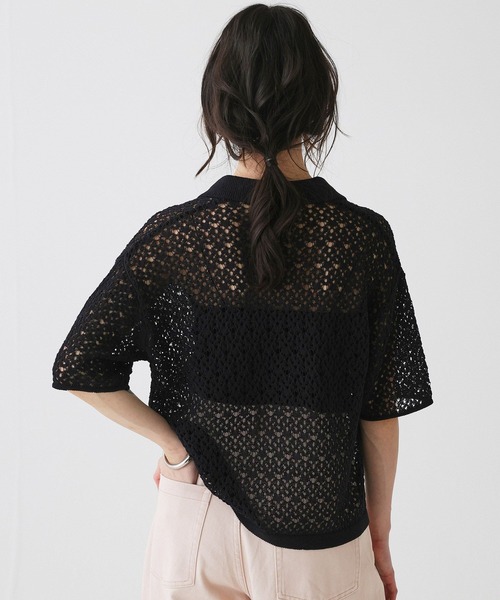 BABYLONE（バビロン）の「レースニットポロ（ポロシャツ・レディース・ホワイト/ブラック・フリー）」の11枚目の写真