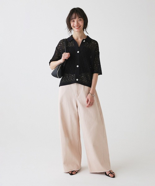 BABYLONE（バビロン）の「レースニットポロ（ポロシャツ・レディース・ホワイト/ブラック・フリー）」の12枚目の写真