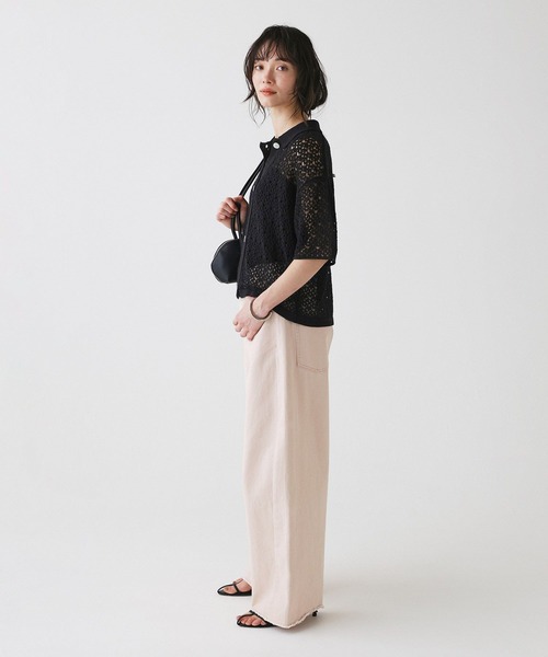 BABYLONE（バビロン）の「レースニットポロ（ポロシャツ・レディース・ホワイト/ブラック・フリー）」の13枚目の写真