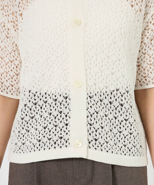 BABYLONE（バビロン）の「レースニットポロ（ポロシャツ・レディース・ホワイト/ブラック・フリー）」の6枚目の写真