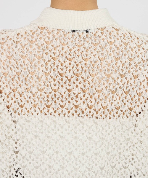 BABYLONE（バビロン）の「レースニットポロ（ポロシャツ・レディース・ホワイト/ブラック・フリー）」の4枚目の写真