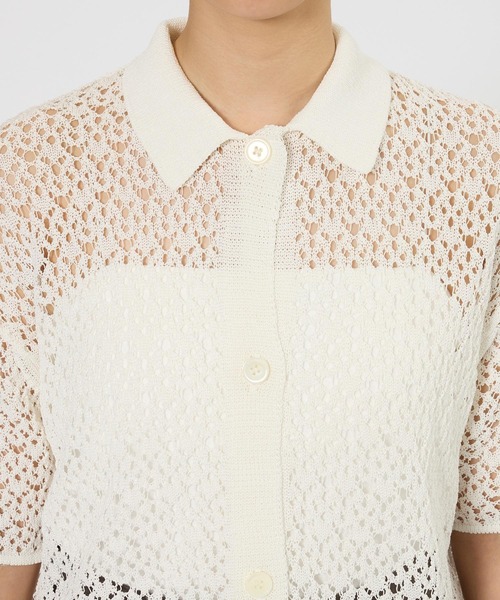 BABYLONE（バビロン）の「レースニットポロ（ポロシャツ・レディース・ホワイト/ブラック・フリー）」の3枚目の写真