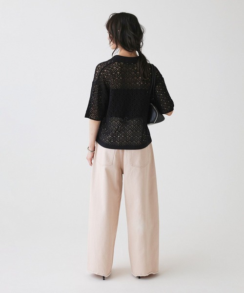 BABYLONE（バビロン）の「レースニットポロ（ポロシャツ・レディース・ホワイト/ブラック・フリー）」の15枚目の写真