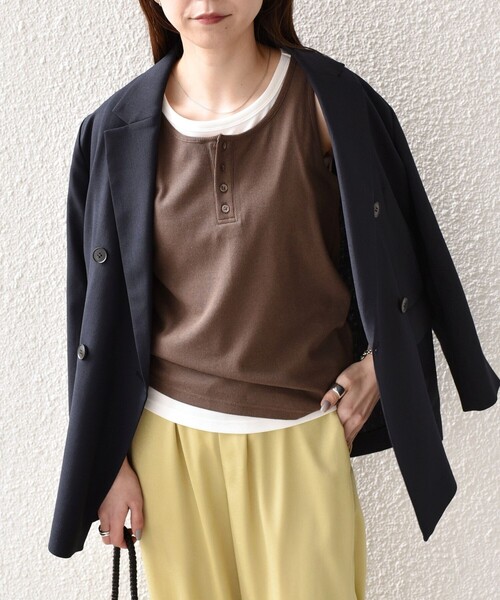 SHIPS Colors(シップス カラーズ)の「SHIPS Colors:〈手洗い可能〉レイヤード タンクトップ セット◇(タンクトップ・レディース・ネイビー/ブラウン/グレー/ダークブルー/ブラック・ONE SIZE)」の3枚目の写真