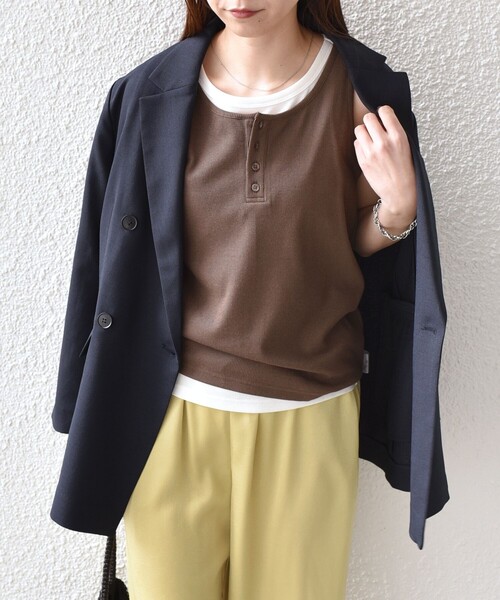 SHIPS Colors(シップス カラーズ)の「SHIPS Colors:〈手洗い可能〉レイヤード タンクトップ セット◇(タンクトップ・レディース・ネイビー/ブラウン/グレー/ダークブルー/ブラック・ONE SIZE)」の19枚目の写真