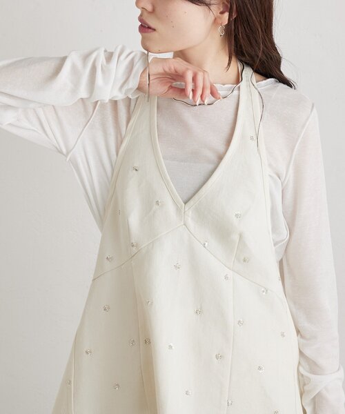 mystic（ミスティック）の「ビジューフラワーホルタービスチェ（シャツ/ブラウス・レディース・ブルー/アイボリー/ブラック・FREE）」の17枚目の写真