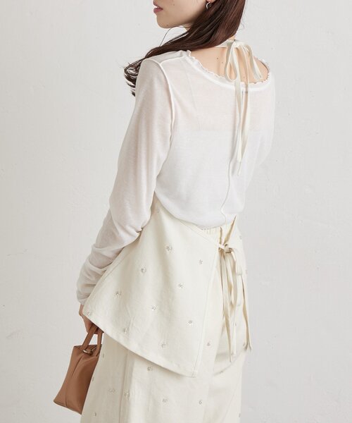 mystic（ミスティック）の「ビジューフラワーホルタービスチェ（シャツ/ブラウス・レディース・ブルー/アイボリー/ブラック・FREE）」の21枚目の写真